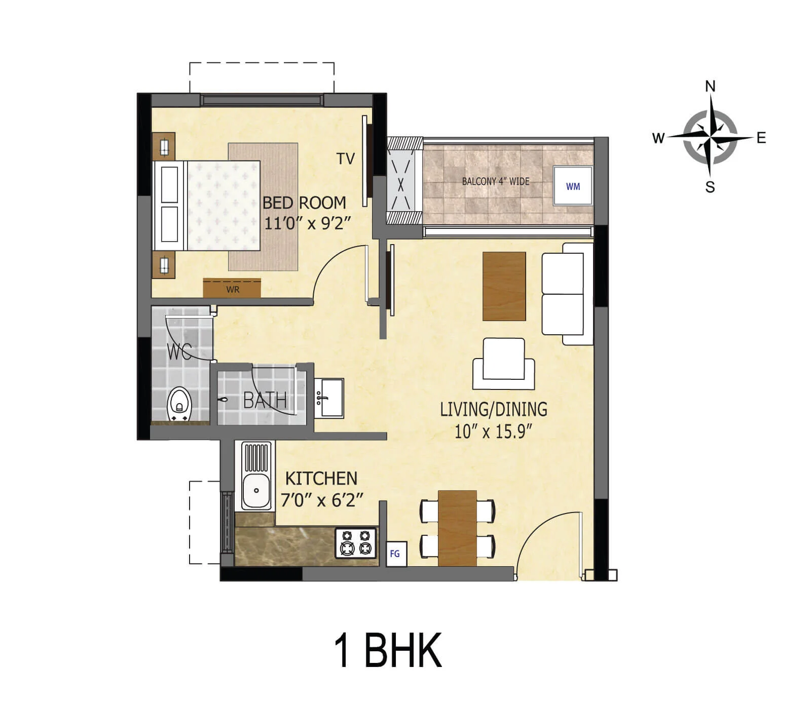 1 BHK 