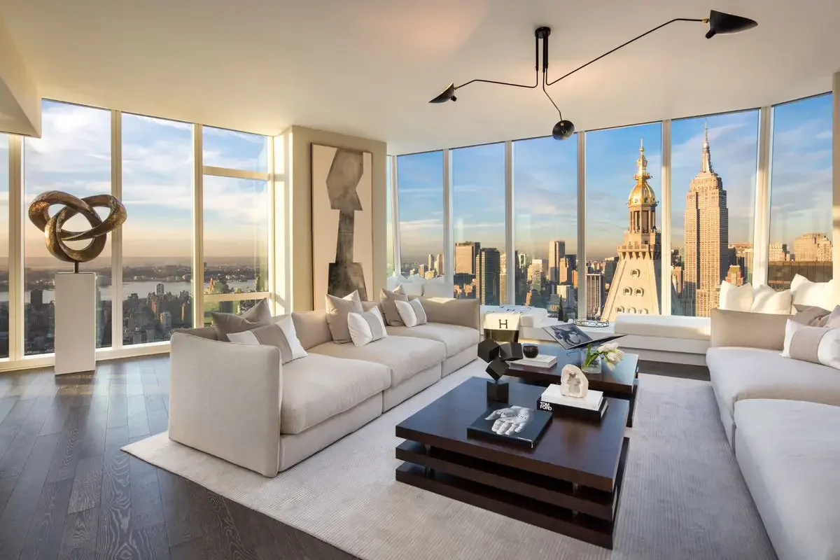 Elegantly furnished living room inside the Godrej Vanantara model apartment showcasing premium finishes and modern decor.