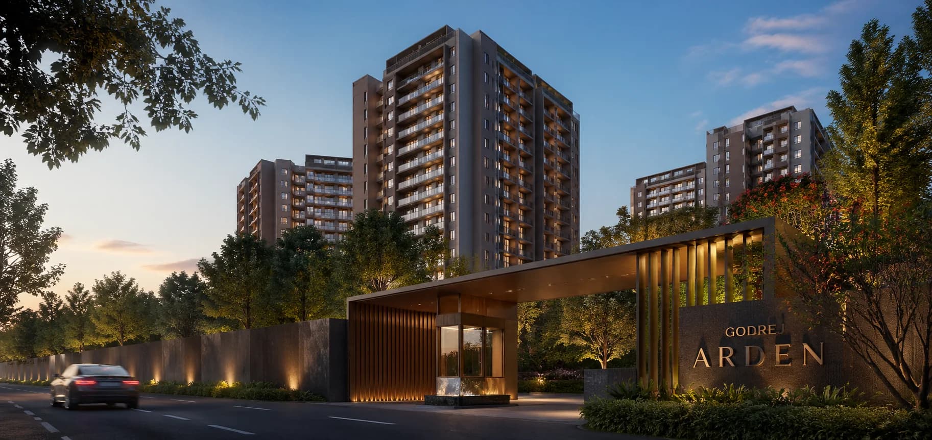 Aerial view of the Godrej Arden residential project in Sigma 3, Greater Noida, showing connectivity to the Yamuna Expressway.