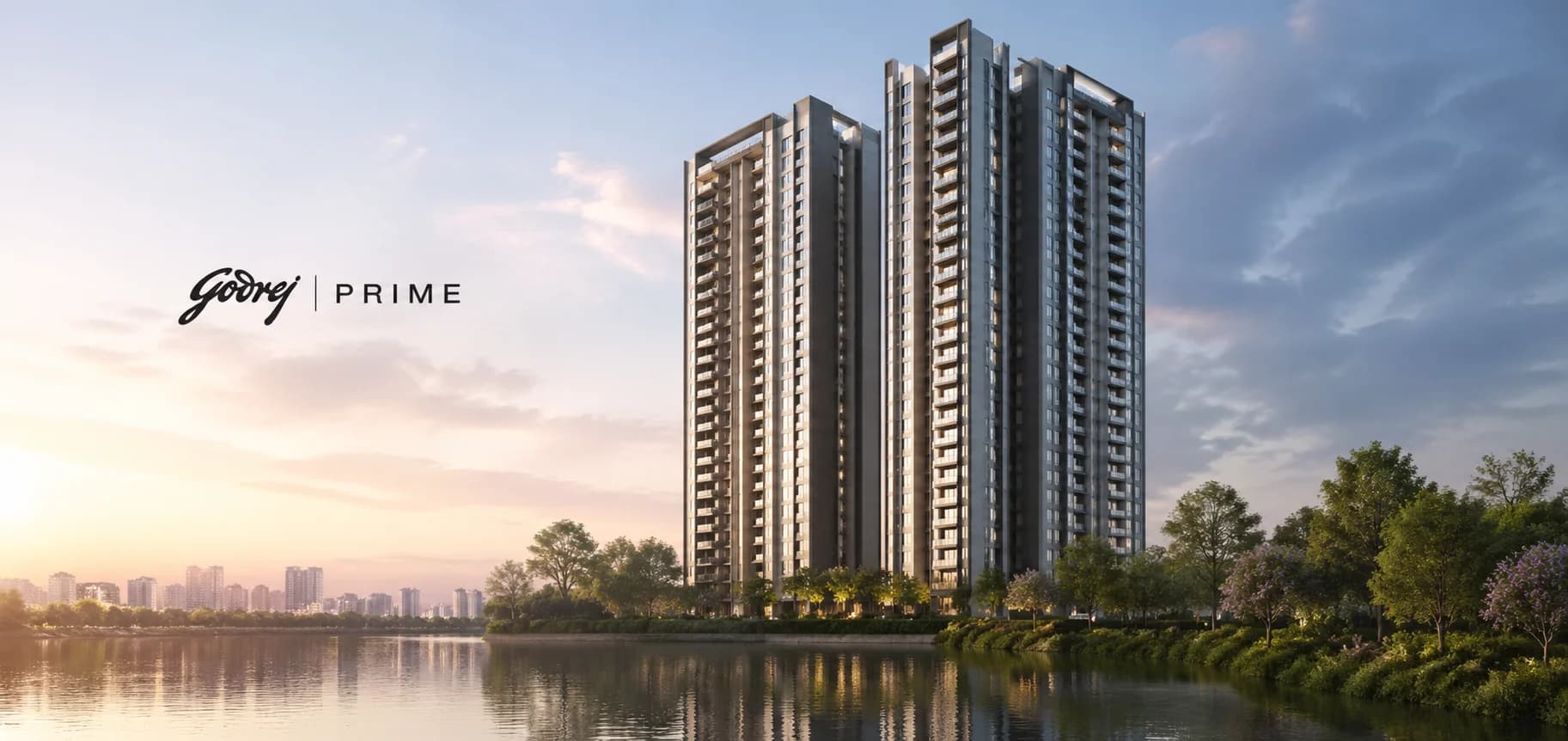 Exterior view of Godrej Prime residential towers in Chembur, Mumbai showing proximity to the Eastern Express Highway and BKC