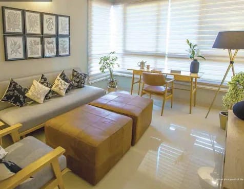 Spacious and modern living area interior inside a Godrej Vanantara luxury apartment.