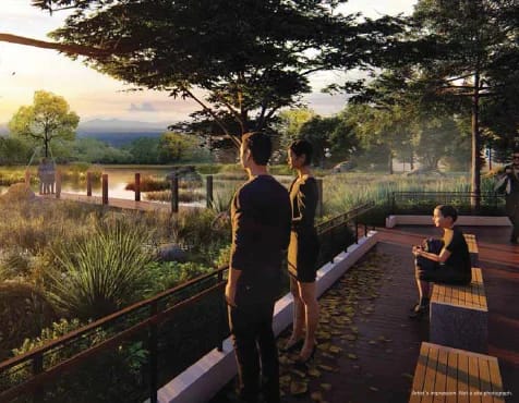 A luxurious open-air viewing deck at Godrej Vanantara showcasing 180-degree views of the lush Bannerghatta greenery.
