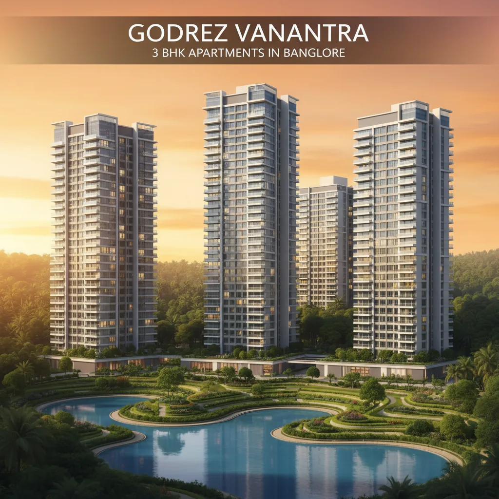 3 BHK Luxury Apartments in Bangalore at Godrej Vanantara - Modern luxury residential towers surrounded by lush green forest landscape