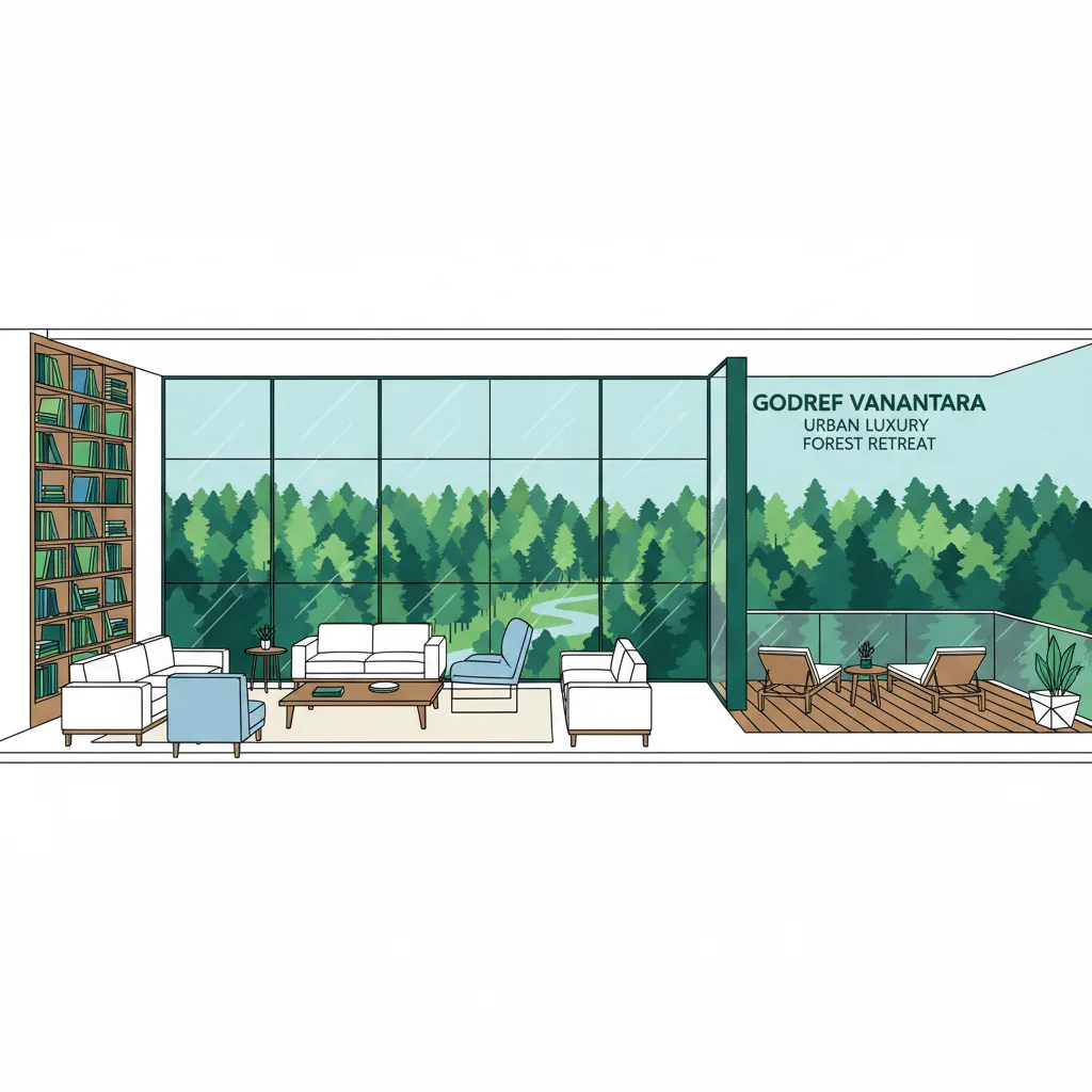 4.5 BHK Luxury Residences Godrej Vanantara - Modern apartment interior with panoramic forest views and deck-style balconies