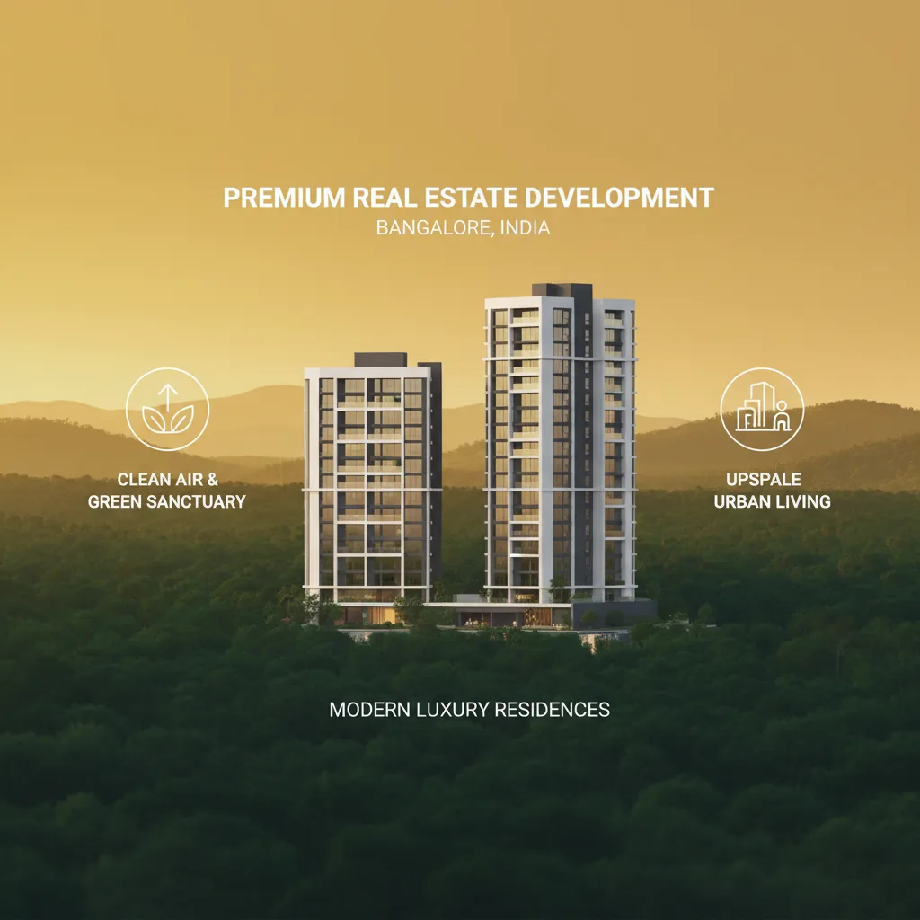 Modern luxury residential towers with panoramic hill views in Bannerghatta Road, Bangalore