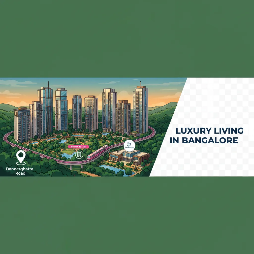 Best Ongoing Godrej Projects Near Bannerghatta Road - Modern real estate infographic showing luxury residential towers in Bangalore