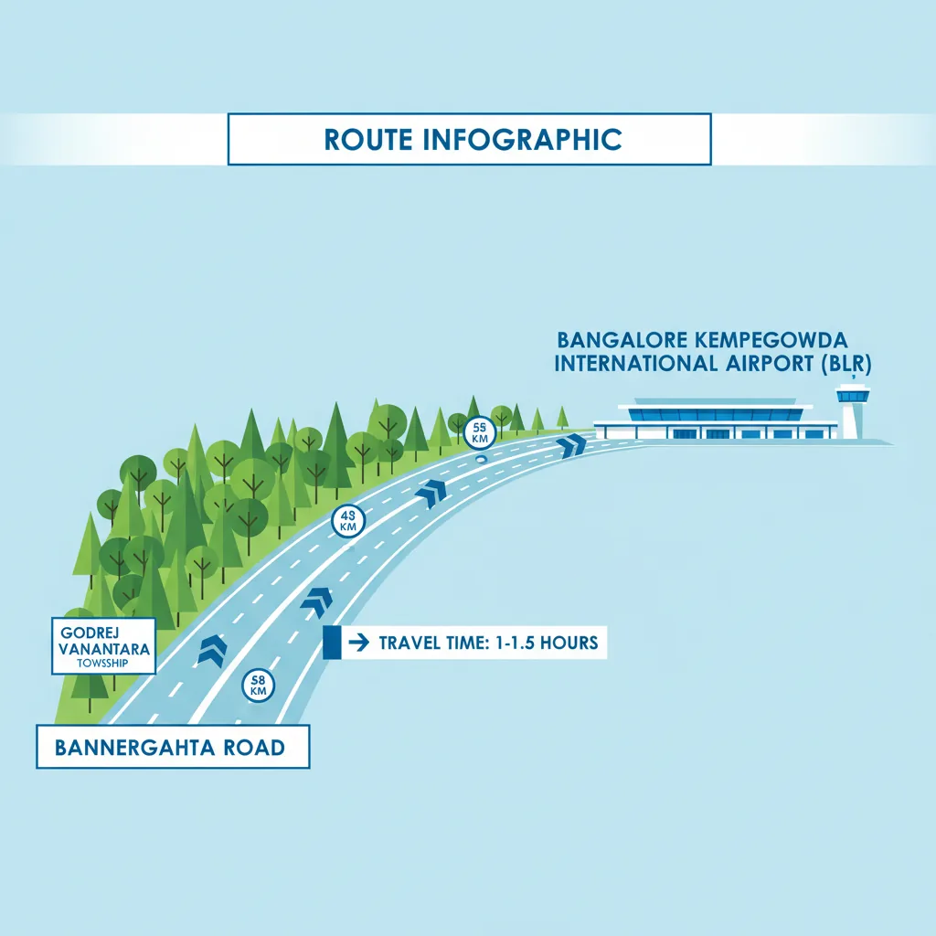 Distance to Bangalore Airport from Bannerghatta - Infographic showing travel routes
