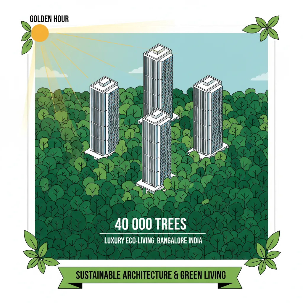 Forest-Themed Township Bangalore - Aerial view of modern residential towers surrounded by dense urban forest canopy