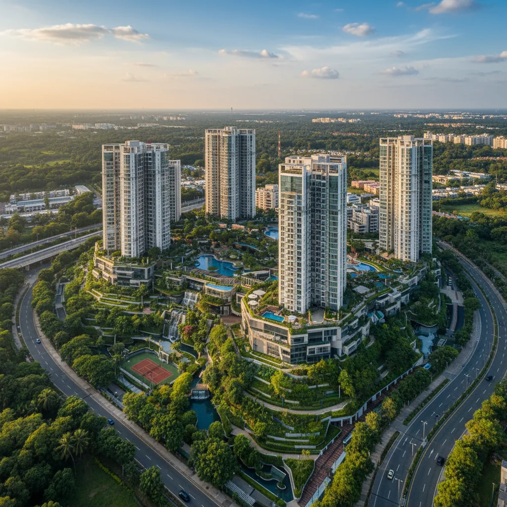 Luxury Godrej Properties residential towers in Bangalore with lush green surroundings and modern architecture