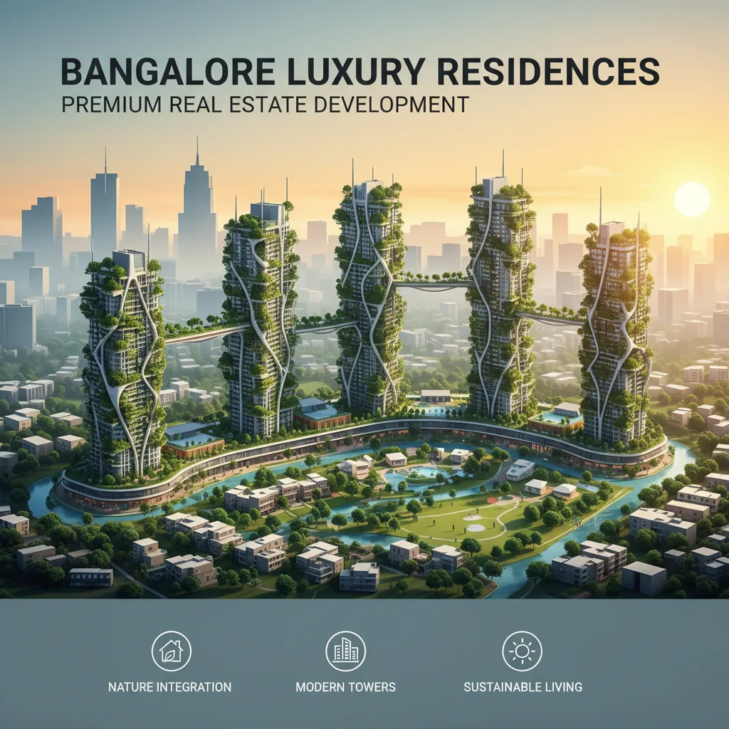 Modern luxury residential township aerial view of Godrej pre-launch projects in Bangalore with forest-themed architecture and high-rise towers integrated with nature