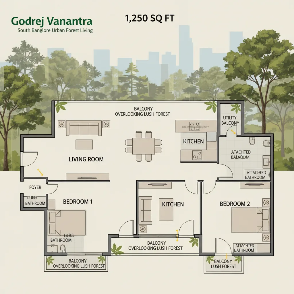 Godrej Vanantara 2 BHK Floor Plan