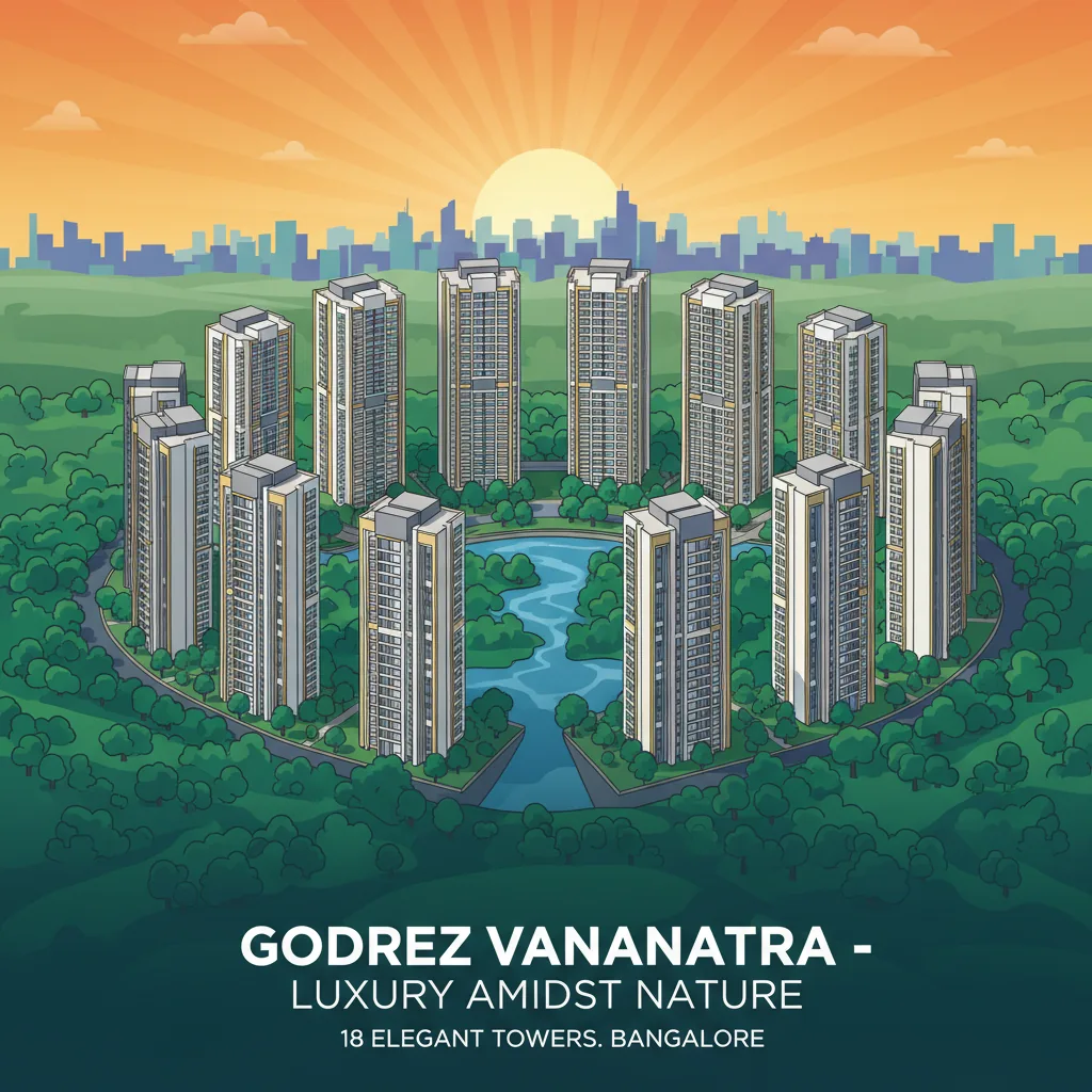Aerial view of Godrej Vanantara luxury residential township with Spanish-inspired architecture and private forest