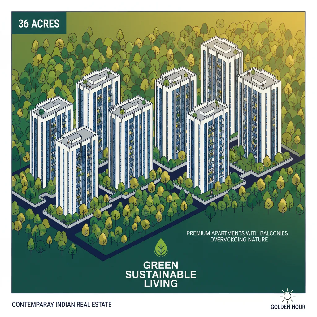 Godrej Vanantara Early Bird Discount - aerial view of luxurious forest-themed residential township with towers and greenery