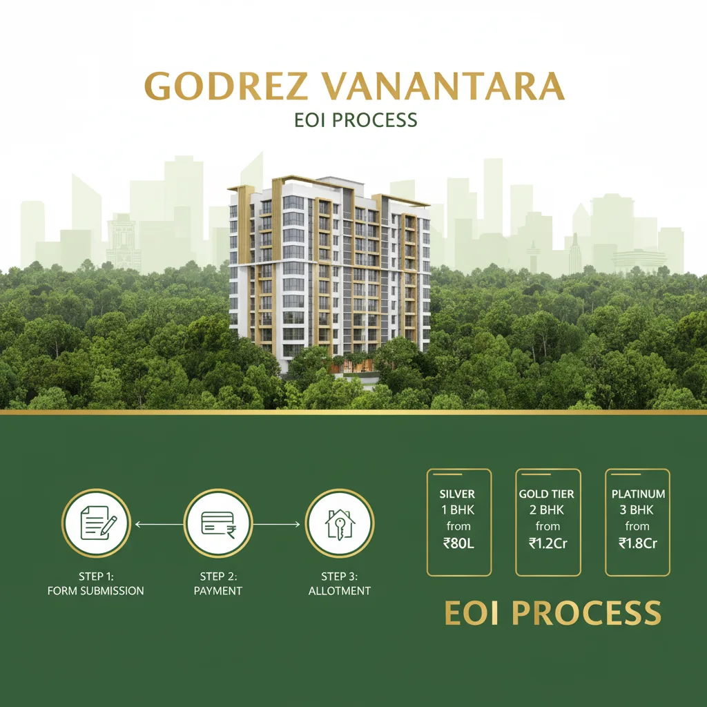 Godrej Vanantara Expression of Interest EOI professional infographic showing luxury apartments in a forest township