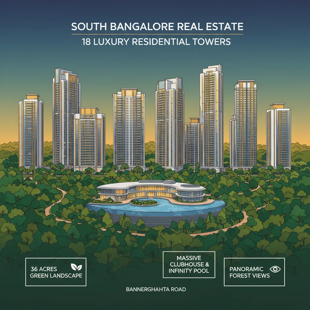 Godrej Vanantara luxury residential towers in forest-themed setting with panoramic views, 36 acres green landscape, Bannerghatta Road