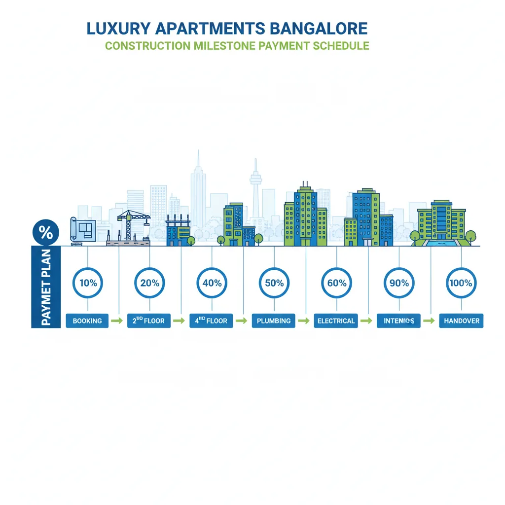 Godrej Vanantara payment plan infographic showing construction milestone timeline with 10 percentage payment stages