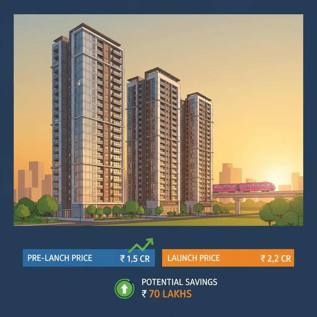 Godrej Vanantara luxury residential towers in South Bangalore with pre-launch vs launch price comparison infographic