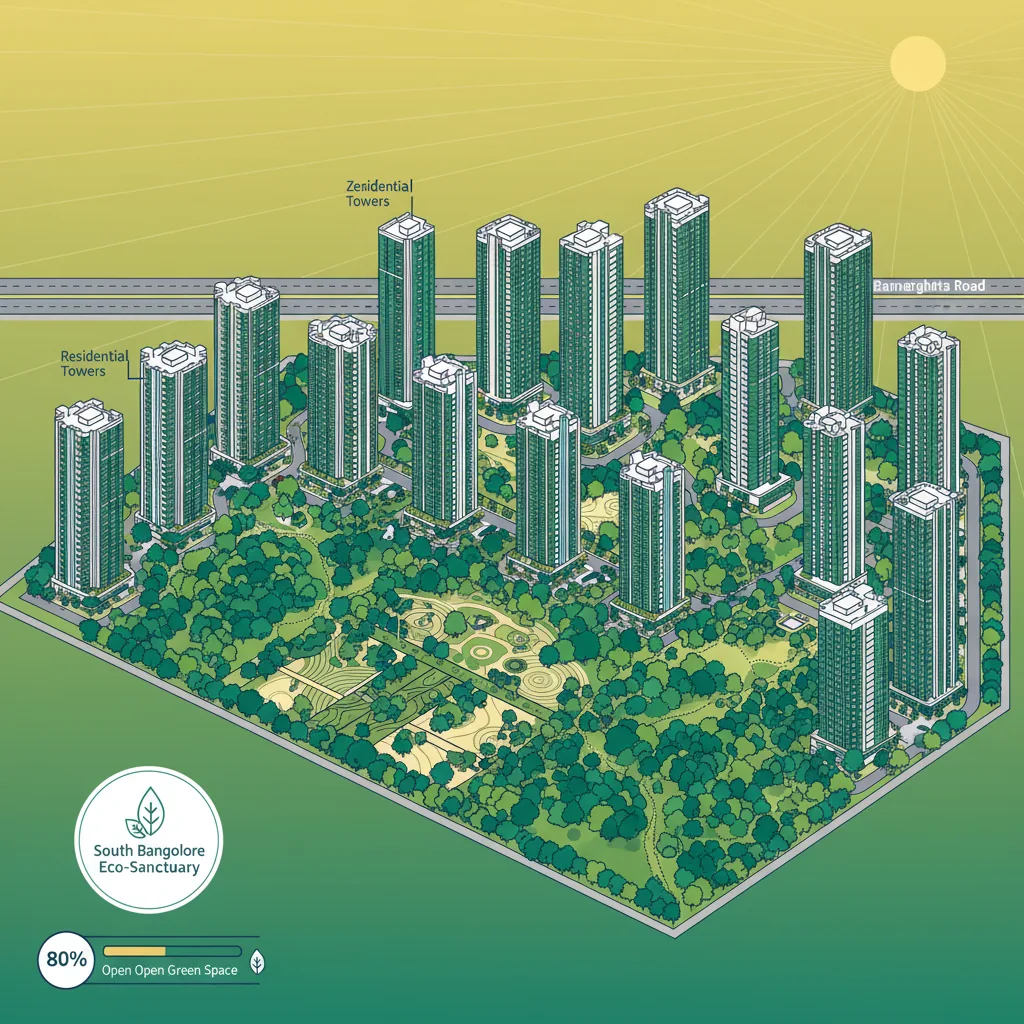 Godrej Vanantara Project Video - Cinematic aerial view of luxury forest-themed residential township with 18 high-rise towers surrounded by dense green canopy