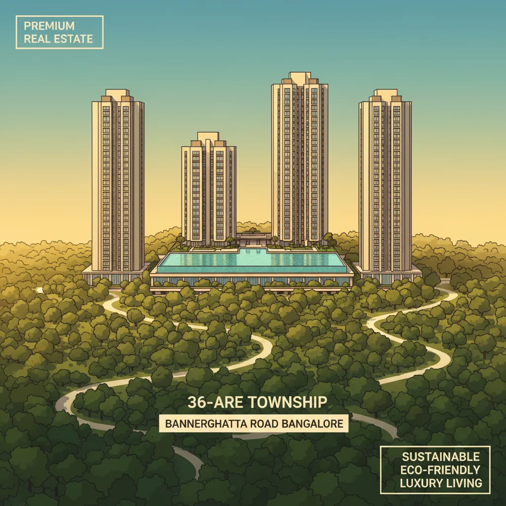 Luxury Apartment on Bannerghatta Road - Godrej Vanantara 36-acre forest-themed township aerial view with residential towers and nature trails