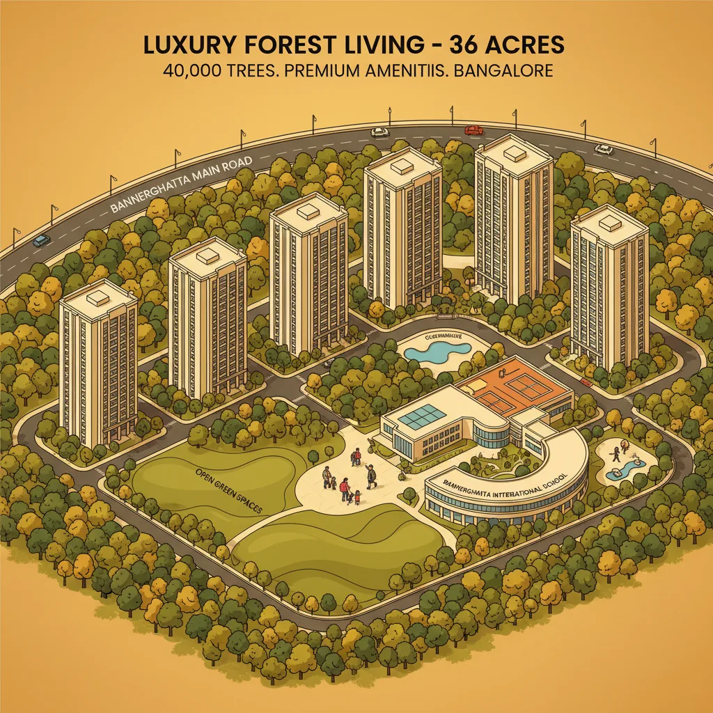 Luxury township school proximity Godrej Vanantara hero - modern forest-themed residential development with school proximity