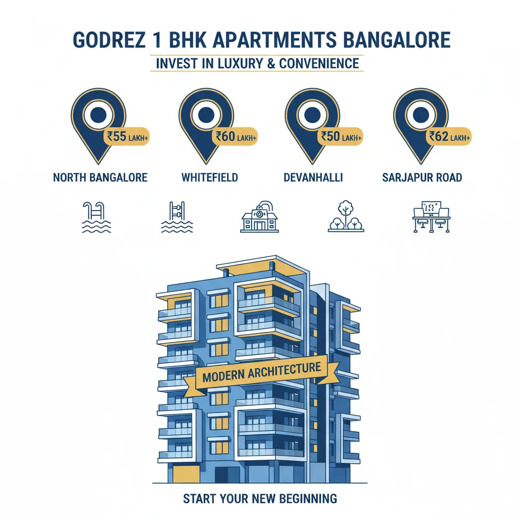 Godrej 1 BHK apartments in Bangalore price guide infographic showing projects and locations